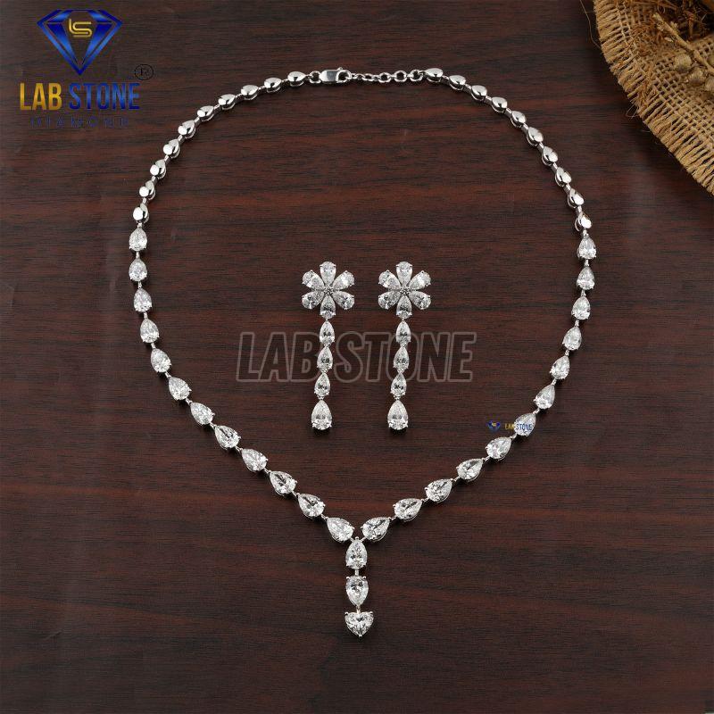 Pear & Heart Cut Diamond White Gold Necklace Set