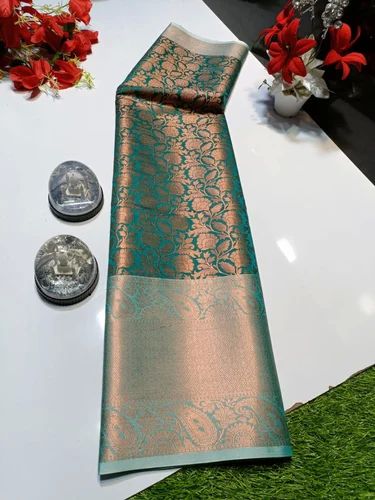 Printed Green Banarasi Soft Silk Saree