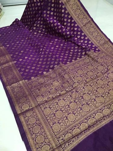 Purple Banarasi Semi Georgette Silk Saree