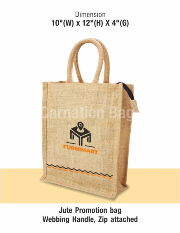 10x12x4  Inch Jute Promotional Bag