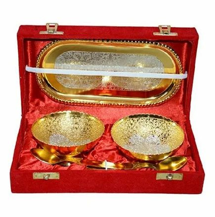 Silver and Gold Plated Bowl Set Of 5 Pcs