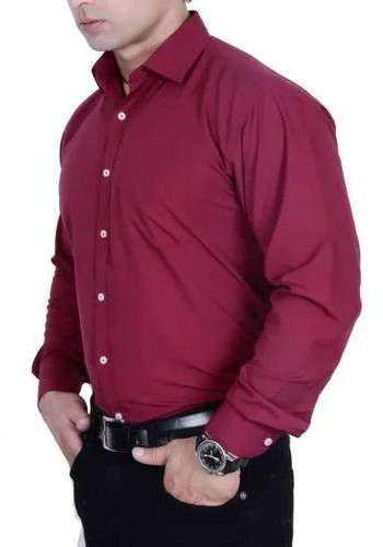 Mens Maroon Formal Shirt