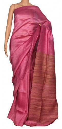 Plain Tussar Silk Saree