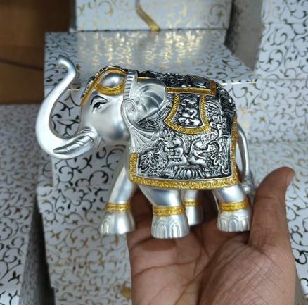 Gold and Silver Plated Elephant Statue