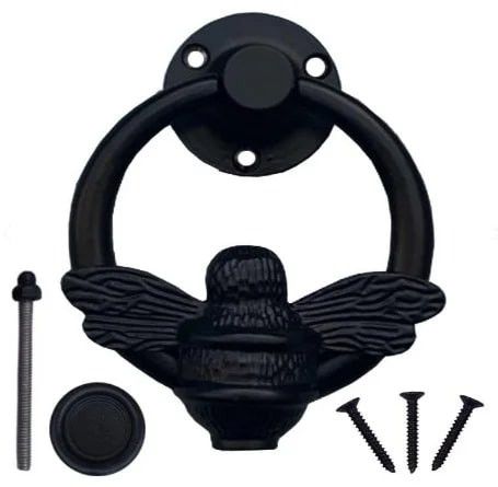 Bee Ring Black Antique Iron Door Knocker
