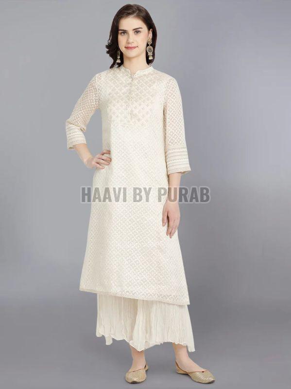 Ladies Jacquard Kurta with Palazzo