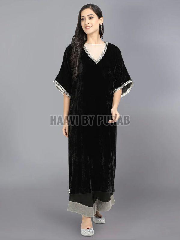 Ladies Black Velvet Straight Kurta