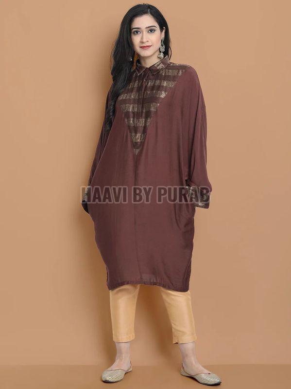Ladies Stylish Draped Tunic With Modal Satin Pant