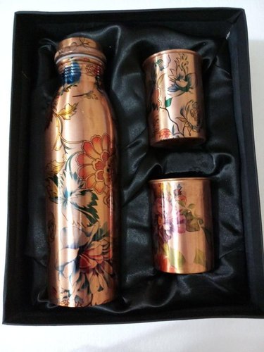 Copper Water Bottle Glass Set