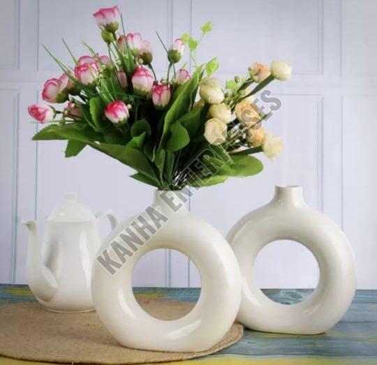 Handmade Ring Shape Ceramic Flower Vase (Size 8 inch)