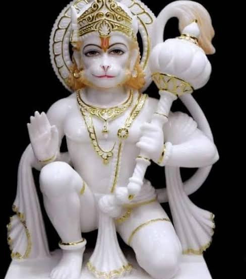 Marble Hanuman Sitting Statue