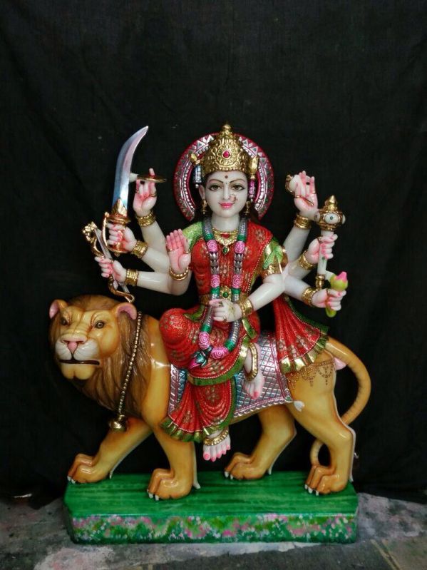 Multicolor Durga Maa Marble Statue