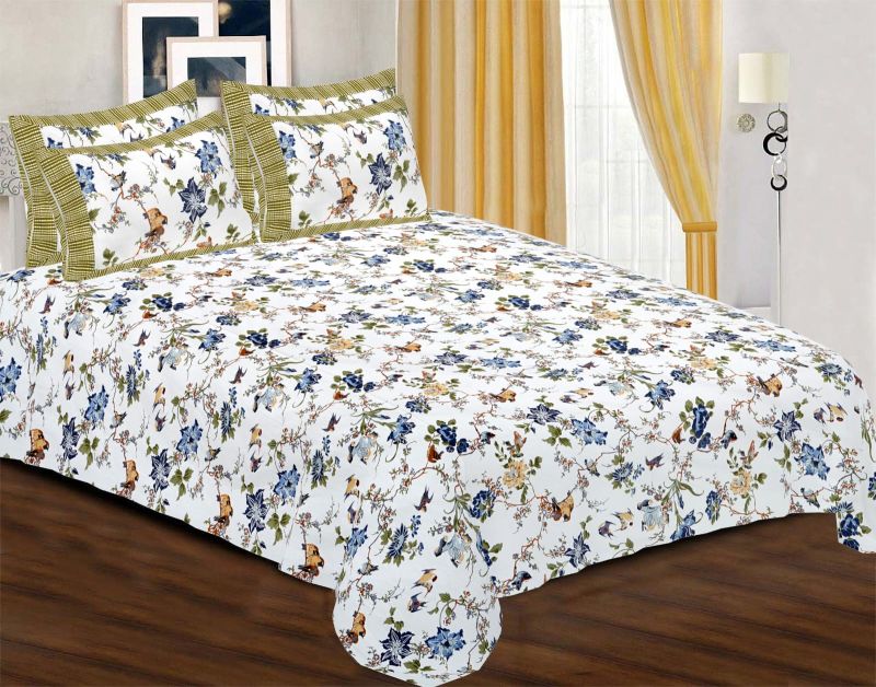 Multicolor Floral Print Cotton Bed Sheet