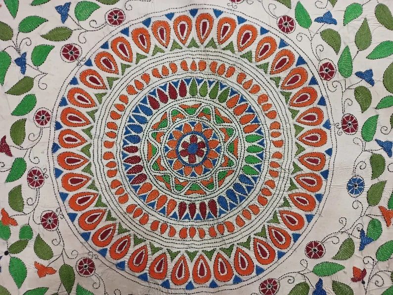 Handmade Nakshi Kantha Mandala Vintage Decor Tapestry Wall Hanging