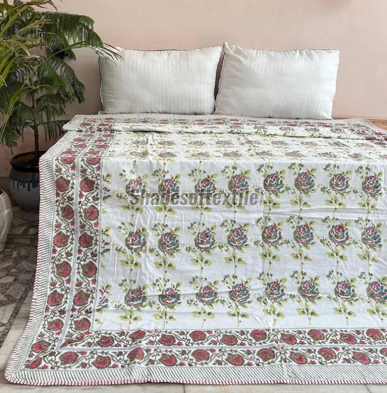 Multicolor Floral Cotton Block Printed Dohar