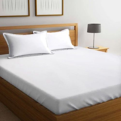 Plain White Cotton Double Bed Sheet