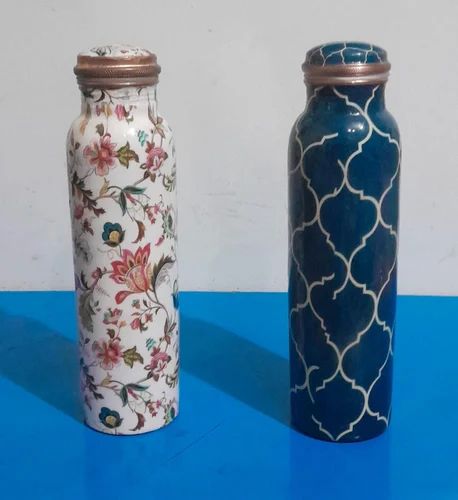 1 Litre Meenakari Copper Water Bottle