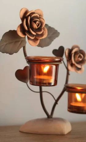 2 Glass Cup Tealight Candle Holder