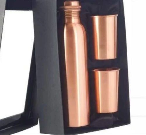 Plain Copper Glass and Bottle Gift Set