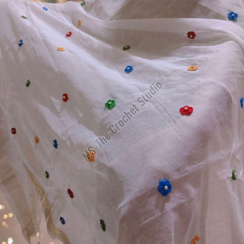 Crochet Work Chanderi Dupatta