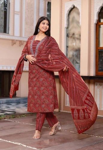 Ajrak Printed Cotton Suit