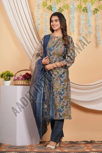 Printed Muslin Kurti Pant With Dupatta