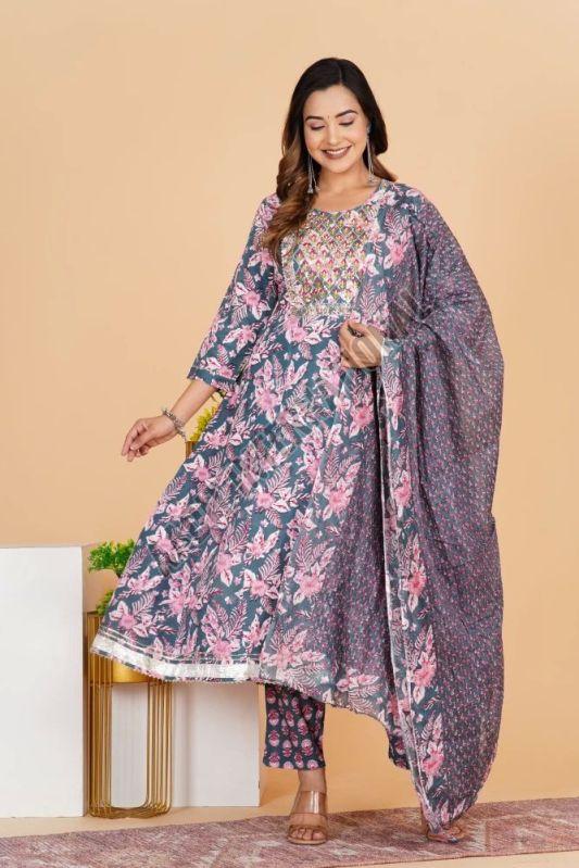 Printed Rayon Kurti Pant With Dupatta