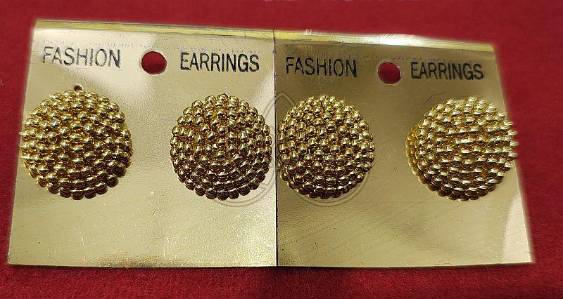 Golden Round Artificial Stud Earrings