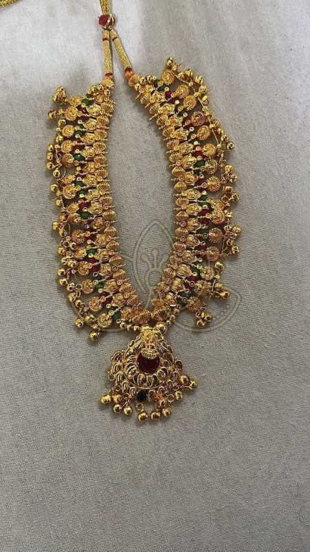 Heavy Kolhapuri Saaj Golden Necklace