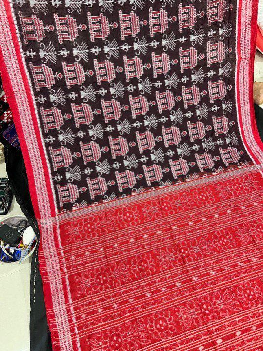Ladies Double Shade Printed Sambalpuri Pure Cotton Saree