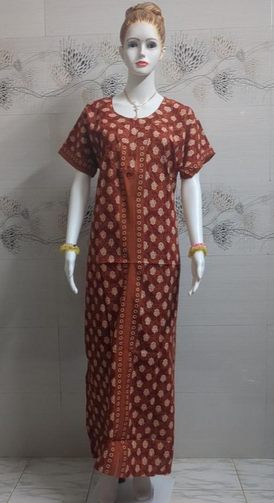 Ladies Maroon Jaipuri Cotton Nighty