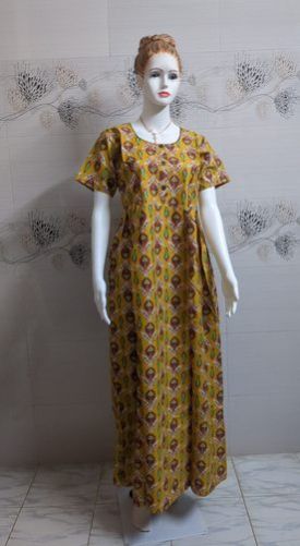 Ladies Yellow Frock Type Cotton Nighty