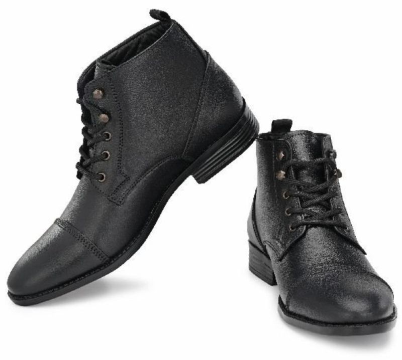 Mens Black Leather Ankle Boot