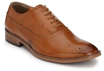 Mens Tan Lace Up Oxford Brogue Shoes