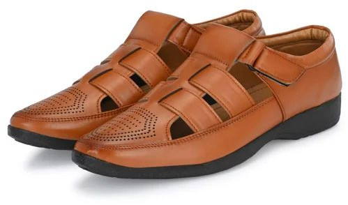 Mens Tan Leather Buckle Sandal