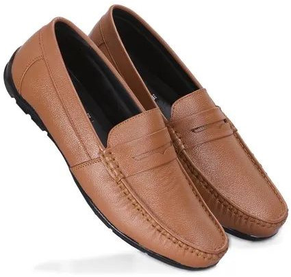 Mens Tan Mild Leather Loafer Shoes