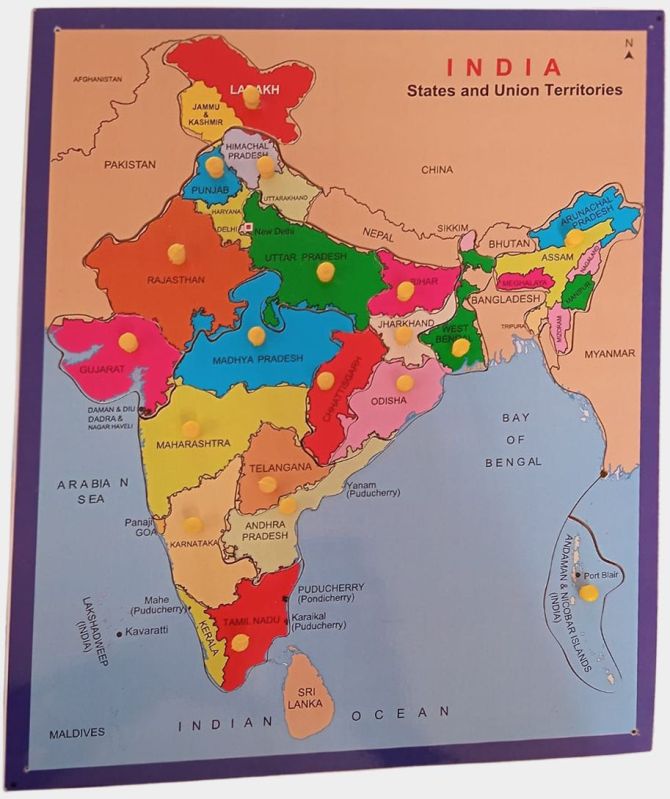 TE-47 Wooden Multicolor India Map Puzzle