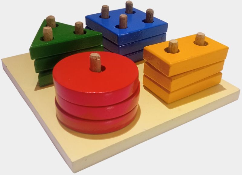 TE-58 Wooden Sorting and Stacking Shapes Toy