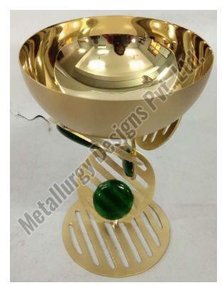 Golden & Green Decorative Bowl with Stand