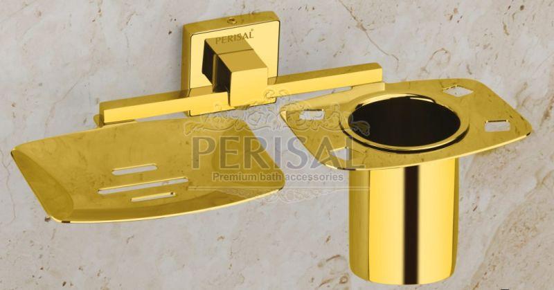 Mostera Gold Soap Dish & Tumbler Holder