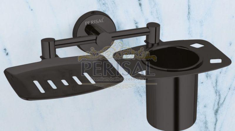 Prisma Black Soap Dish & Tumbler Holder