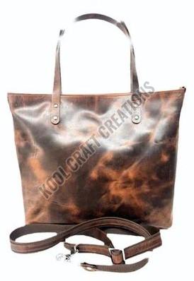 Ladies Vintage Leather Shopping Tote Bag