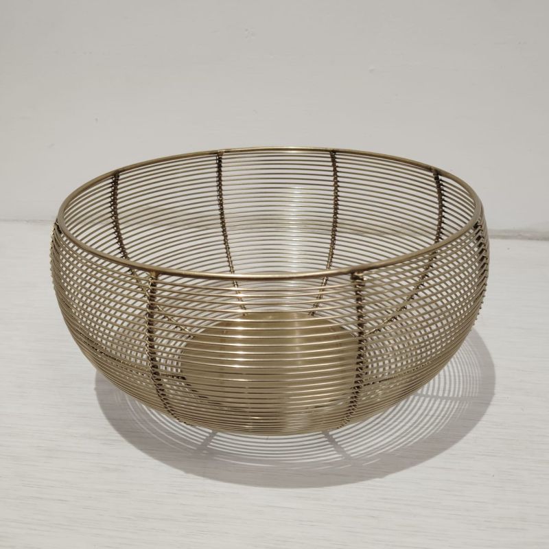 Golden Round Iron Wire Basket