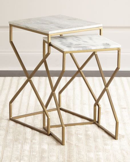 Square Iron Marble Top Stool