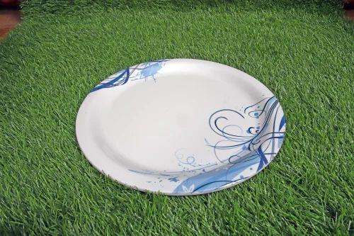 Melamine White And Blue Printed Dinner Plate