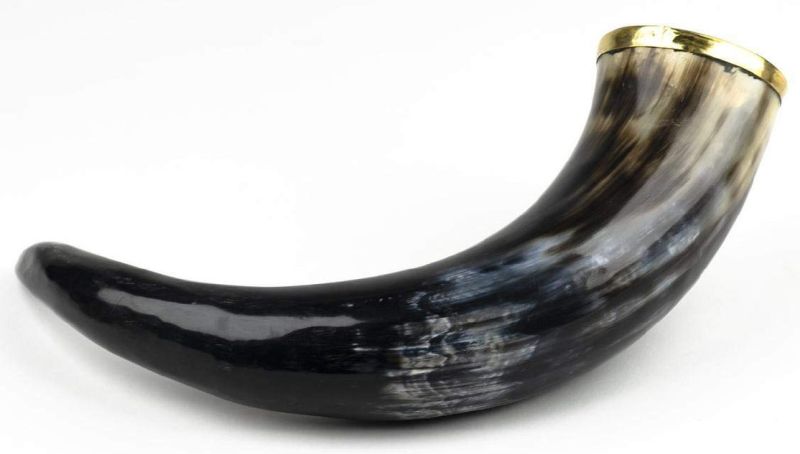 Drinking Horn With Brass Molding