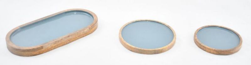 Enamel Mango Wood Tray Set