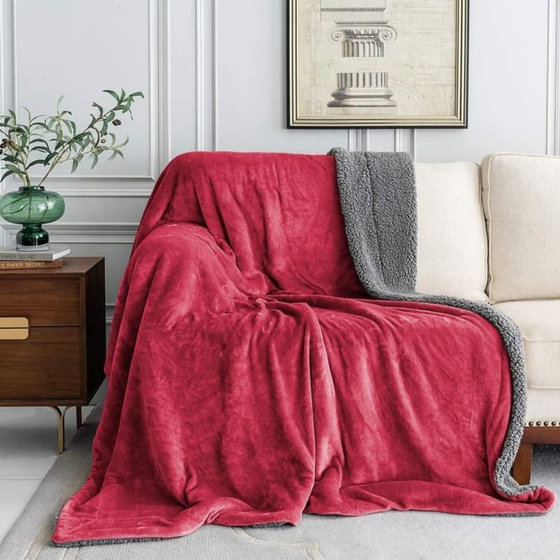 Elite Inn Cozy Flannel Blanket With Sherpa Fleece