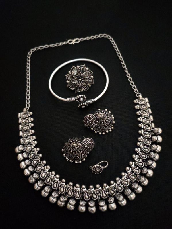 Oxidized Silver Necklace Set