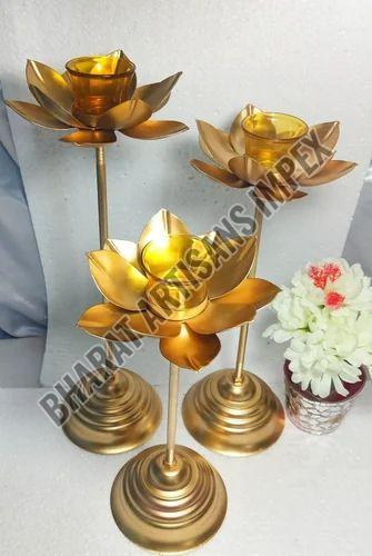 Flower Golden T-light Holder